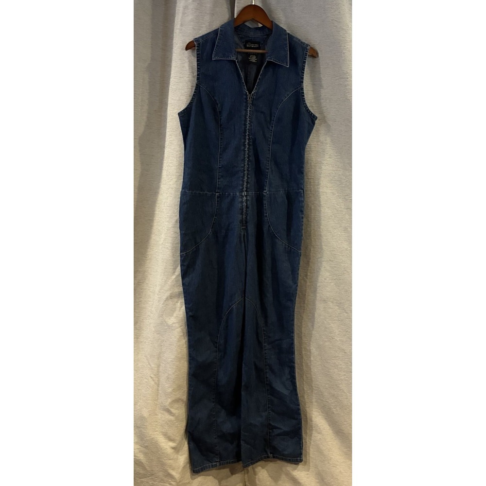 Vintage No Boundaries Denim Jumpsuit Y2K Disco Sexy Blue Juniors XL